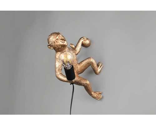 Lampă de perete aurie cu maimuță și bec