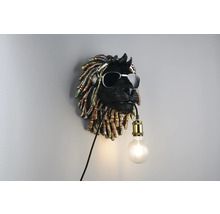 Lampa de perete în formă de cap de leu cu căști și ochelari de soare