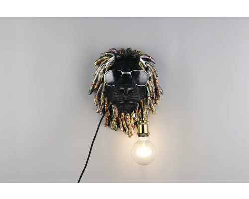 Lumină de perete decorativă cu cap de leu, ochelari de soare și bec