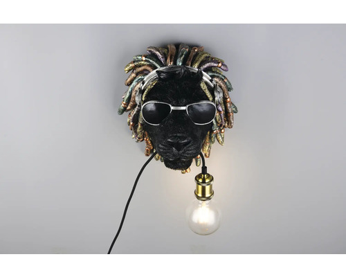 Lampa de perete cu cap de leu, căști și ochelari de soare