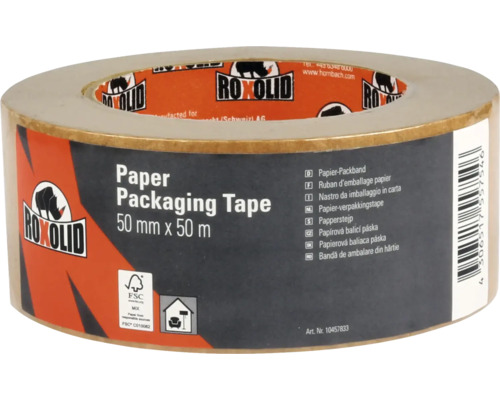Bandă de ambalare din hârtie ROXOLID Paper Packaging Tape maro 50 mm x 50 m Bandă de ambalare din hârtie Roxolid, 50 mm x 50 m