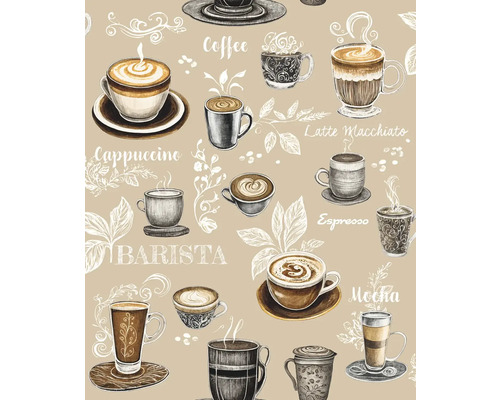 Tapetă pentru cafenea cu motive cappuccino, latte macchiato, espresso și barista