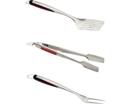 Set de ustensile pentru grătar, format din spatulă, clește și furculiță