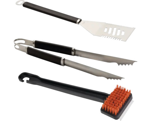 Set de ustensile pentru grătar cu spatulă, clește și perie