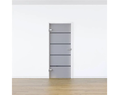 Ușă de interior din sticlă cu patru benzi decorative orizontale
