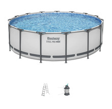 Set piscină cu cadru Bestway Steel Pro Max cu scară de piscină și pompă de filtrare