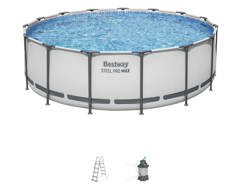 Set piscină cu cadru Bestway Steel Pro Max cu scară de piscină și pompă de filtrare
