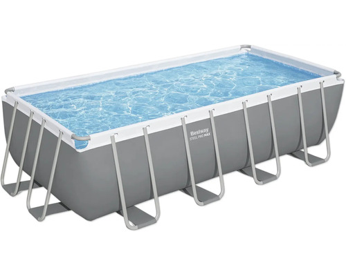 Piscină dreptunghiulară cu cadru din oțel și apă