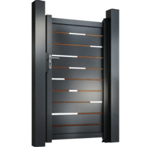 Poartă de grădină gri cu elemente decorative orizontale