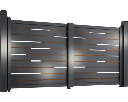 Poartă de grădină gri cu șipci orizontale