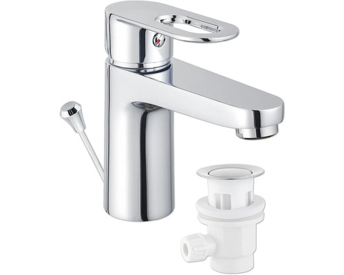 Baterie lucioasă cu set de scurgere pentru chiuvete