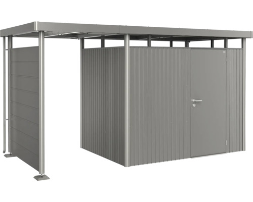 Magazie metalică pentru unelte cu ușă glisantă și acoperiș