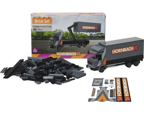 Set de construcție camion transport containere Hornbach cu autocolante și ambalaj