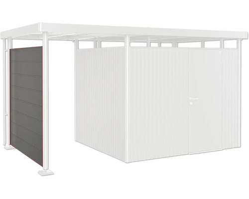 Perete lateral pentru acoperiș lateral Biohort HighLine H3 gri-cuarț metalizat Copertină metalică pentru mașină cu perete lateral și spațiu de depozitare