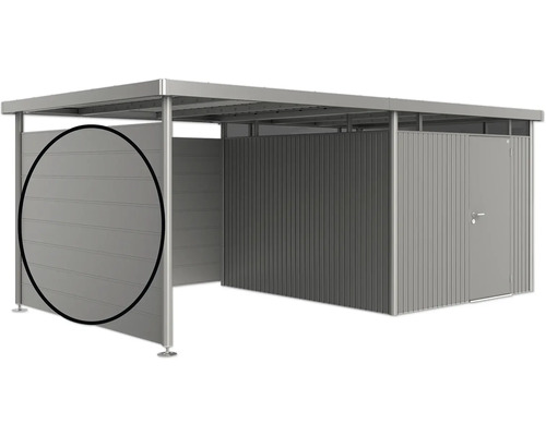 Perete lateral pentru acoperiș lateral Biohort HighLine H5 gri-cuarț metalizat Spațiu de depozitare metalic cu ușă