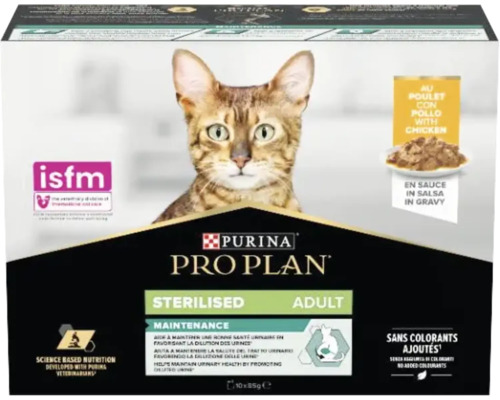 Purina Pro Plan Sterilised Adult hrană pentru pisici sterilizate cu pui, 10 x 85 grame