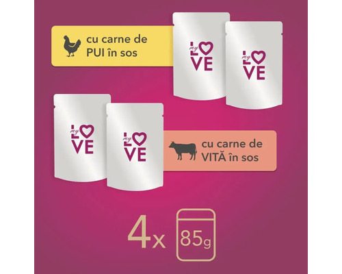 My Love Hrană pentru pisici la plic, 4 x 85 grame