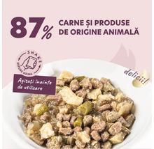 Hrană pentru pisici cu 87% carne și produse de origine animală