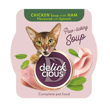 Delick Cious supă de pui cu șuncă și spanac pentru pisici