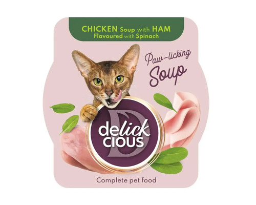 Delick Cious supă de pui cu șuncă și spanac pentru pisici