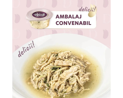 Rețetă de pui Delick Cious în farfurie și în ambalaj