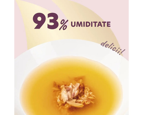 Farfurie cu hrană pentru pisici cu conținut ridicat de umiditate