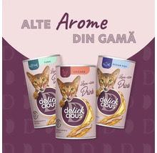 Trei cutii de mâncare pentru pisici Delick Cious cu arome diferite