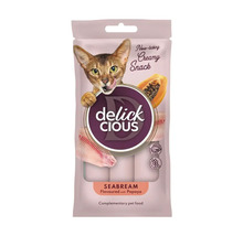 Gustare pentru pisici Delick Cious cu aromă de biban de mare și papaya