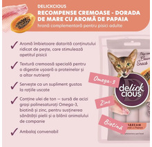 Recompense cremoase Delickcious cu dorada de mare și aromă de papaia pentru pisici adulte