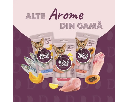 Delick Cious gustări pentru pisici cu sardine, pui și doradă