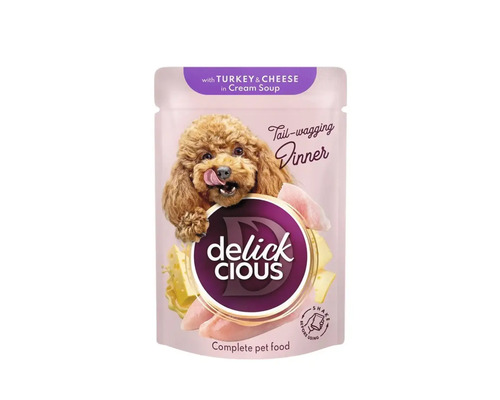 Delick Cious hrană pentru câini cu curcan și brânză în supă cremă