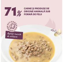 Hrană pentru pisici cu 71% carne și produse secundare de origine animală