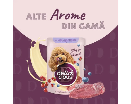 Hrană pentru câini Delick Cious cu miel și fructe de pădure