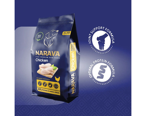 Pachet de hrană uscată Narava cu pui pentru câini adulți de toate taliile