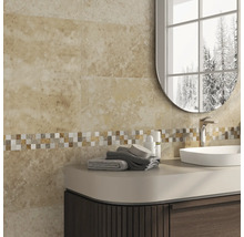 Mobilier de lavabo pentru baie cu oglindă și faianță mozaic