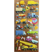 Foaie de autocolante cu diverse vehicule de șantier