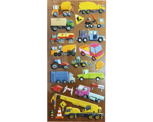 Foaie de autocolante cu diverse vehicule de șantier