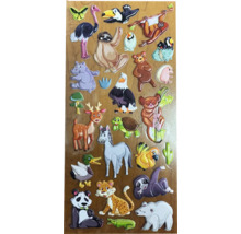 Foaie de autocolante cu diverse autocolante cu animale.