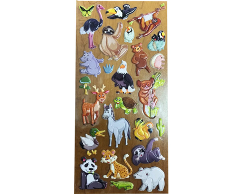 Foaie de autocolante cu diverse autocolante cu animale.