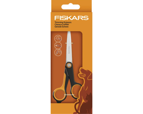 Foarfece de tuns animale de companie Fiskars în ambalaj