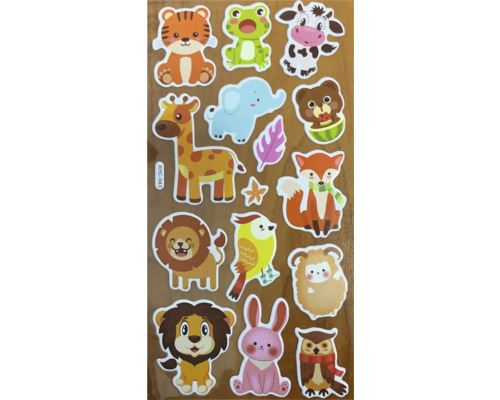 Foaie de autocolante cu motive de animale pentru copii