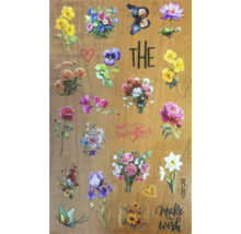 Foaie de autocolante cu motive florale și fluturi