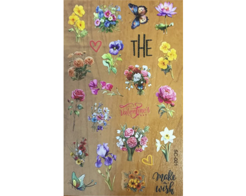 Foaie de autocolante cu motive florale și fluturi