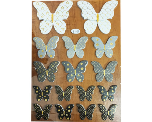 Diverse autocolante cu fluturi cu stele și motive florale.