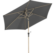 Umbrelă de soare dreptunghiulară gri cu cadru din lemn