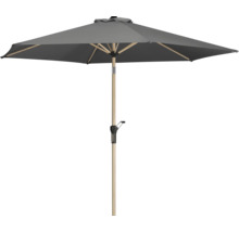 Umbrelă de soare gri cu tijă din lemn