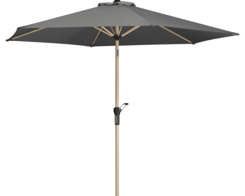 Umbrelă de soare gri cu tijă din lemn