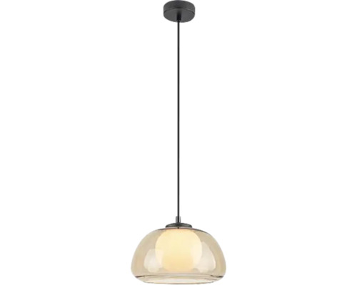 Lampa suspendată cu abajur de sticlă și sursă de lumină centrală