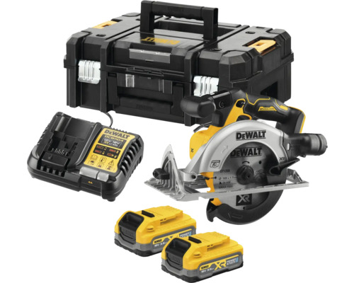 Set ferăstrău circular DeWalt cu cutie de scule, încărcător și doi acumulatori