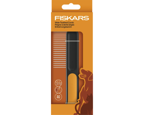 Pieptene pentru descurcat părul de animale Fiskars în ambalaj